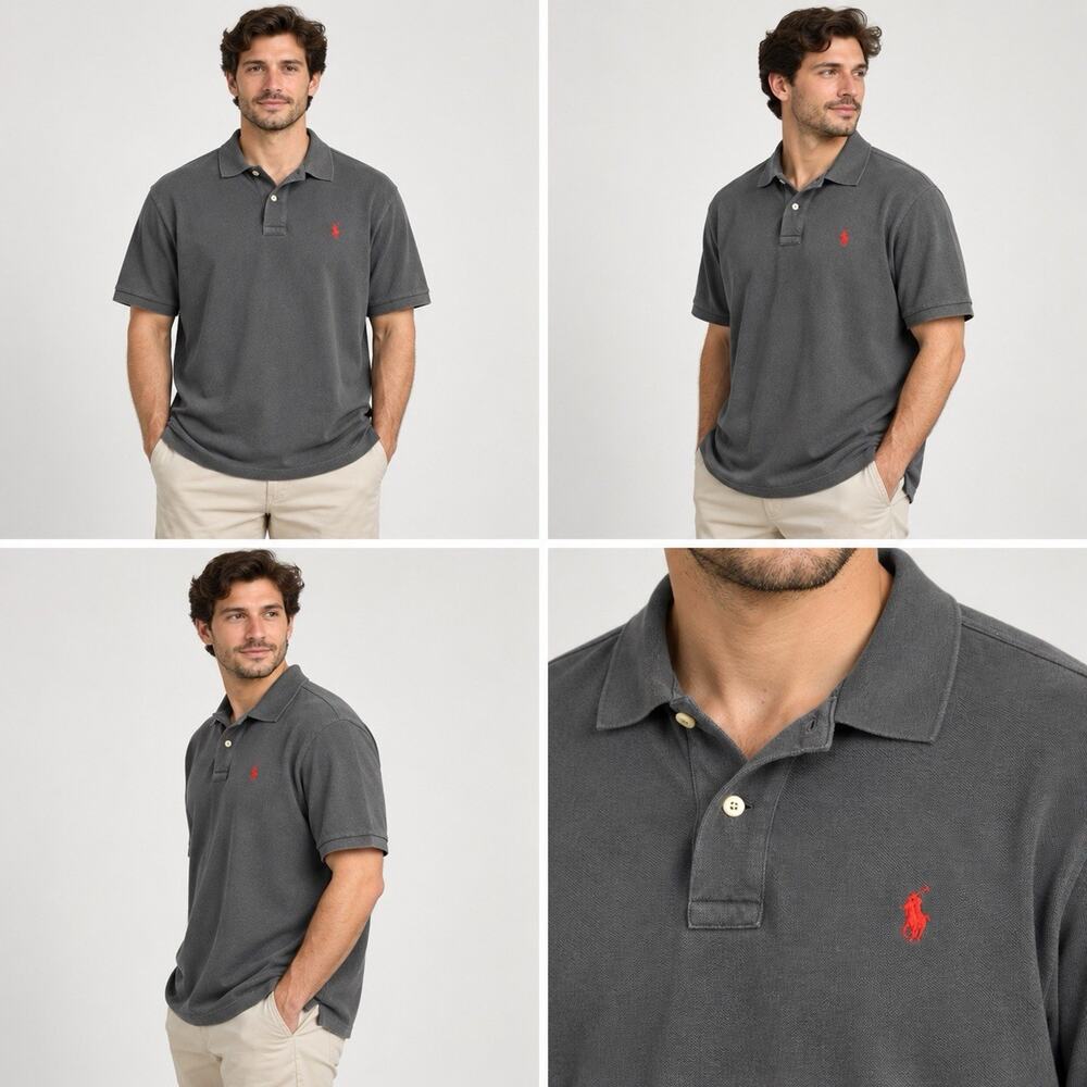 Polo Ralph Lauren Polo Shirt Mens XXL Gray Short Sleeve Red Pony Logo